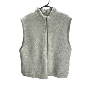 Wool Sherpa Lined Zip‎ Vest L Gray Outdoor Workwear Gorpcore Cozy Rugged Utility